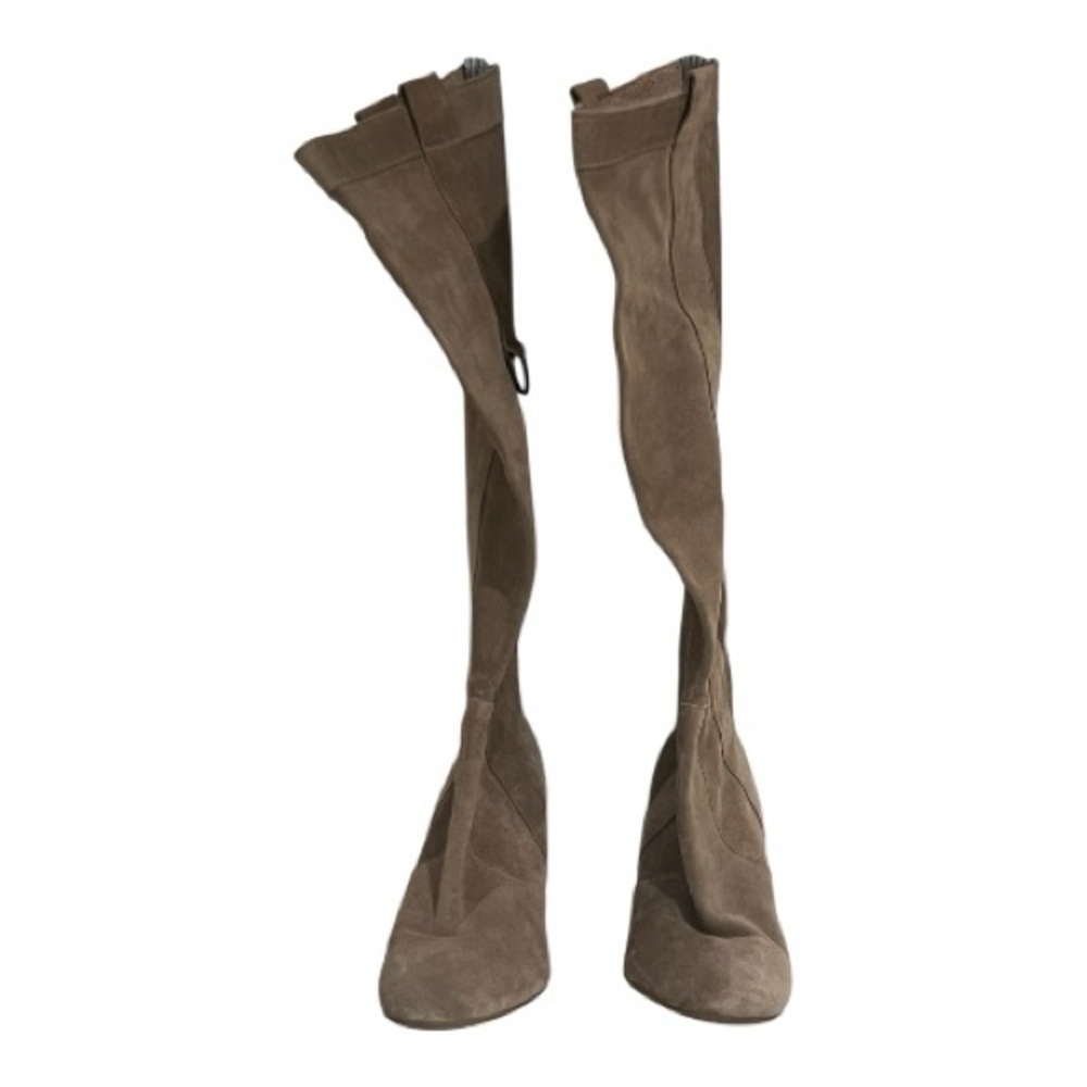 Fornarina Italian Suede Tan Slip On High Boots Size 8.5 - Picture 3 of 9